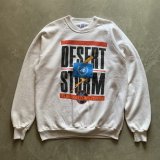 【L/XL】90s USA製 Velva Sheen ミリタリープリントスウェット 白■ビンテージ オールド アメリカ古着 トレーナー イラク戦争