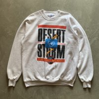 【L/XL】90s USA製 Velva Sheen ミリタリープリントスウェット 白■ビンテージ オールド アメリカ古着 トレーナー イラク戦争