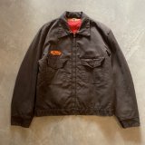 【L/XL 44】70s「Ken」ワッペン付き ワークジャケット ブラウン 茶色■ビンテージ オールド アメリカ古着 ジップ 裏キルティング No.2