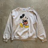 【XL】80s USA製 Disney ミッキーマウス プリントスウェット ライトグレー■ビンテージ オールド アメリカ古着