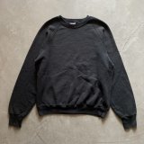 【L/XL】80s-90s USA製 Lee ラグランスウェット ブラック 黒無地■ビンテージ オールド レトロ アメリカ古着 トレーナー リー