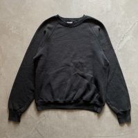 【L/XL】80s-90s USA製 Lee ラグランスウェット ブラック 黒無地■ビンテージ オールド レトロ アメリカ古着 トレーナー リー