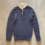 【Ladies】NORTHERN ISLES ヘンリーネック ウールセーター ニット 青×生成り色■ビンテージ オールド レトロ アメリカ古着 レディース