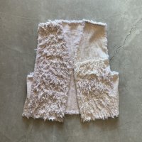 【Ladies S】USA製 Reflections コットン ラグベスト アイボリー 白■ビンテージ オールド レトロ アメリカ古着 レディース シャギー