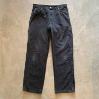 【W34】Dickies ダック地 ペインターパンツ ブラック 黒■オールド アメリカ古着 ディッキーズ ワークウェア No.1
