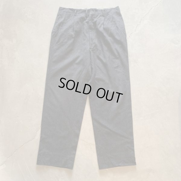 画像1: 【W33】50s-60s UNKNOWN 2タック ウールスラックスパンツ ブラック 黒ストライプ■ビンテージ オールド レトロ アメリカ古着 ロカビリー