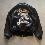 【S/M or Ladies】80s USA製 King Louie ナイロンサテンジャケット ブラック 黒■ビンテージ オールド レトロ アメリカ古着 ジャンパー