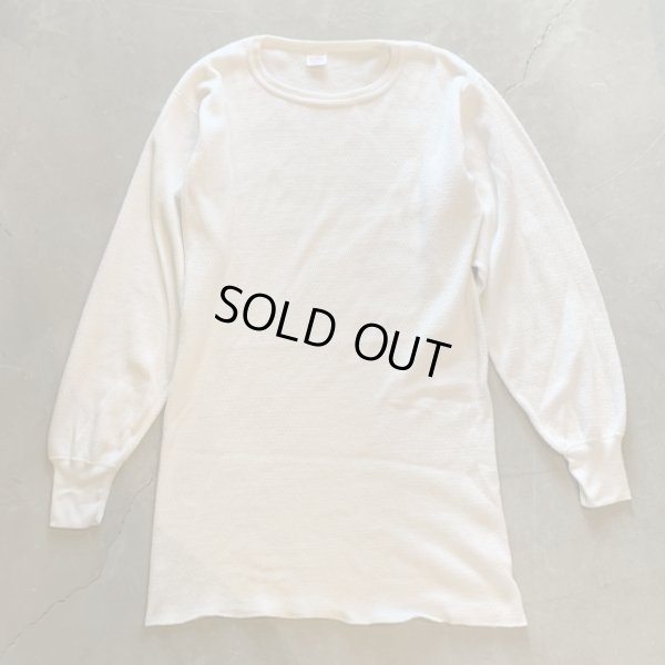 画像1: 【2XL/3XL】USA製 SUPER LONG JOHNS 綿ポリ サーマルシャツ 白 生成り■ビンテージ アメリカ古着 アンダーウェア インナー ロンT ハニカム