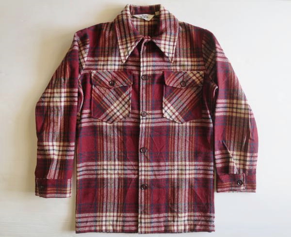 70's Woolrich ウールリッチ ウールシャツジャケット S 紫チェック/ビンテージ オールド アメリカ古着 レトロ USA製