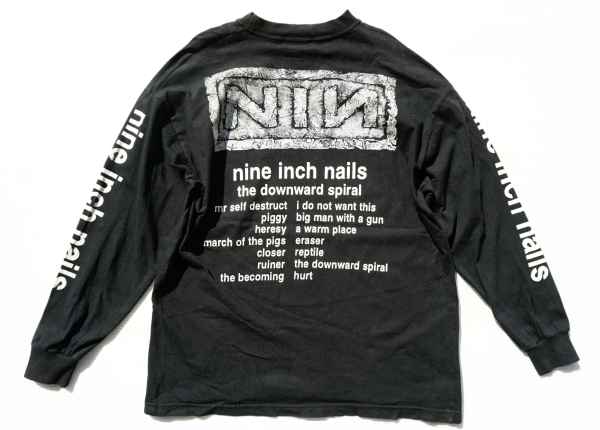 nine inch nails ナインインチネイルズ バンド 長袖Tシャツ L 黒 ブラック/ビンテージ オールド アメリカ古着 90's