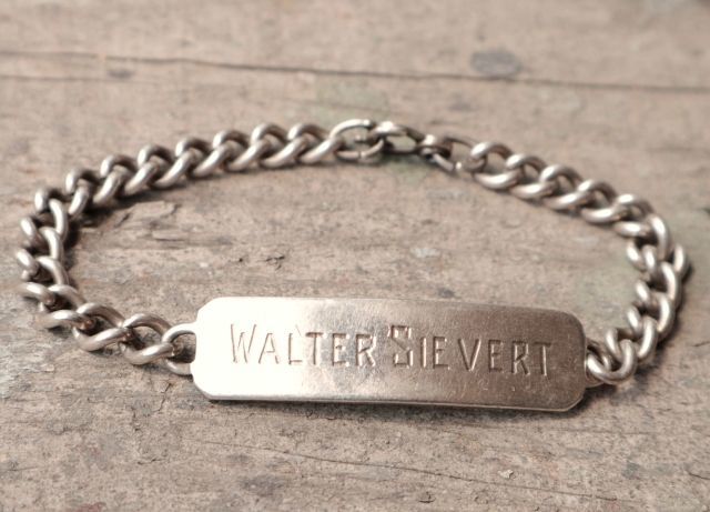 WW2 40's WALTER SIEVERT シルバー チェーン IDブレスレット 20.6cm/ビンテージ アンティーク レトロ