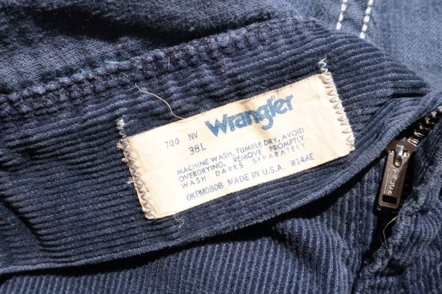 70's-80's USA製 Wrangler ラングラー フレア コーデュロイパンツ W38 紺 ネイビー/ビンテージ オールド アメリカ