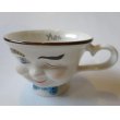 画像1: レプリカ BAILEYS ベイリーズ コーヒーカップ ホワイト 白/ビンテージ アンティーク アメリカ雑貨 陶器 食器 ノベルティ 顔 (1)