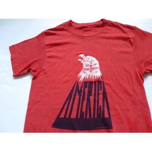 画像: 70's USA製 AMERICA イーグル 鷲 プリントTシャツ XS 赤 レッド レディース/ビンテージ オールド アメリカ古着 レトロ