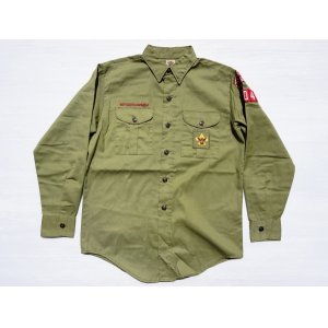 画像: ◆ SALE!! 70's BSA ボーイスカウト ワッペン付き 長袖シャツ 14 Sサイズ オリーブ/ビンテージ オールド アメリカ古着 レトロ レディース