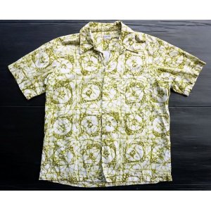 画像: ◆ 70's ハワイ製 MAUNA KEA 半袖アロハシャツ XL 総柄 白×緑系/ビンテージ オールド アメリカ古着 レトロ ビッグサイズ