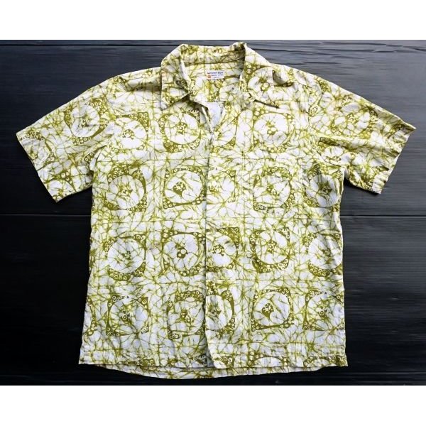 画像1: ◆ 70's ハワイ製 MAUNA KEA 半袖アロハシャツ XL 総柄 白×緑系/ビンテージ オールド アメリカ古着 レトロ ビッグサイズ (1)