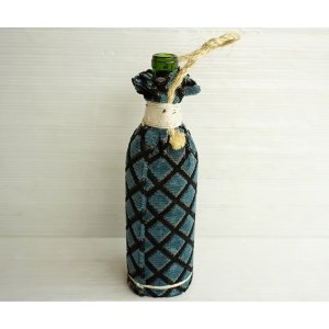 画像: ◆ アメリカ雑貨 ヴィンテージファブリック ガラス瓶 ボトル フラワーベース 花瓶 28cm インテリア/アンティーク オブジェ レトロ 2