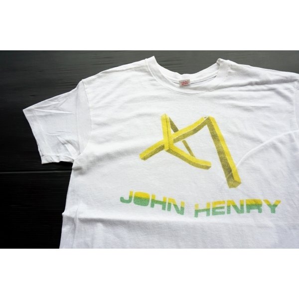 画像1: ◆ 70's HANES ヘインズ JOHN HENRY ジョンヘンリー 染み込みプリントTシャツ L 白/ビンテージ オールド アメリカ古着 レトロ アート (1)