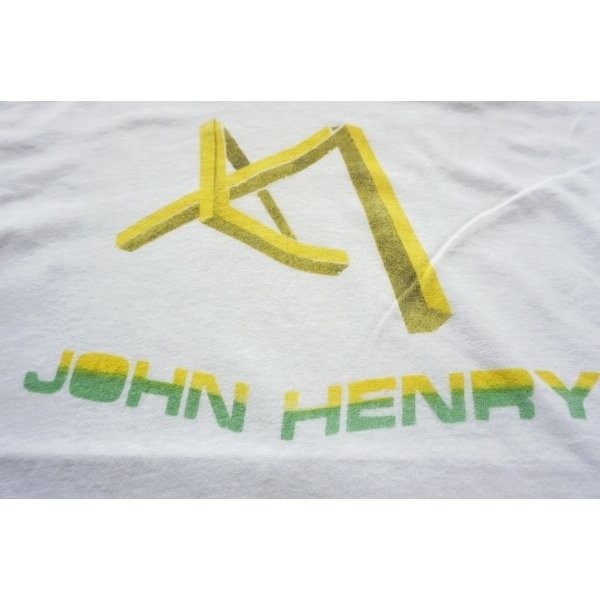 画像2: ◆ 70's HANES ヘインズ JOHN HENRY ジョンヘンリー 染み込みプリントTシャツ L 白/ビンテージ オールド アメリカ古着 レトロ アート (2)