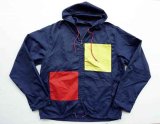 画像: ◆ 70's USA製 KING JACK フード付き ナイロンジャケット L 紺 ネイビー モンドリアン/ビンテージ オールド アメリカ古着 レトロ