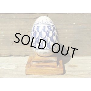 画像: ◆ ヨーロッパ雑貨 オランダ デルフト 陶器 ハンドペイント エッグ オブジェ 9.5cm/ビンテージ アンティーク レトロ 卵型