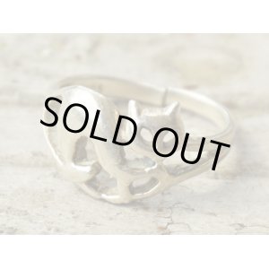 画像: ◆ アメリカ 925刻印 猫モチーフ シルバーリング 11〜12号/ビンテージ アンティーク 指輪 アクセサリー レディース キャット 動物