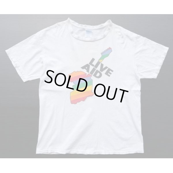 画像2: ◆ ボロ 80's USA製 LIVE AID ライブエイド Tシャツ XL相当 白/ビンテージ オールド アメリカ古着 バンド ロック フェス ジャンク (2)