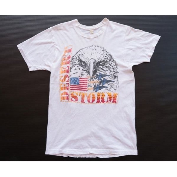 画像2: ◆ 80's UNKNOWN ミリタリー プリントTシャツ M 白/ビンテージ オールド アメリカ古着 レトロ 米軍 イーグル USAF USA製 (2)