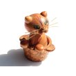 画像5: ◆ ヨーロッパ雑貨 猫 ボブルヘッド ウッドオブジェ 首振り人形 8.5cm/ビンテージ アンティーク レトロ インテリア 彫刻 木製 玩具 (5)
