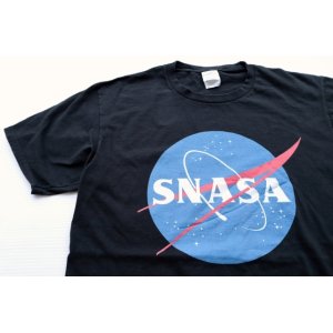 画像: ◆ SNASA ナサ ブート プリントTシャツ Mサイズ 黒 ブラック/アメリカ古着 ロゴ 宇宙