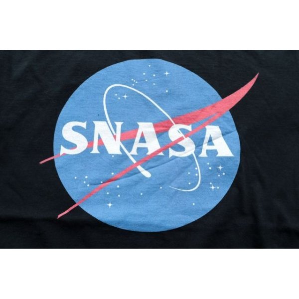 画像2: ◆ SNASA ナサ ブート プリントTシャツ Mサイズ 黒 ブラック/アメリカ古着 ロゴ 宇宙 (2)