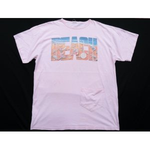 画像: ◆ 90s USA製 BEACH ビーチシャツ プリントTシャツ XL ビッグサイズ ピンク/ビンテージ オールド レトロ アメリカ古着 ポケット