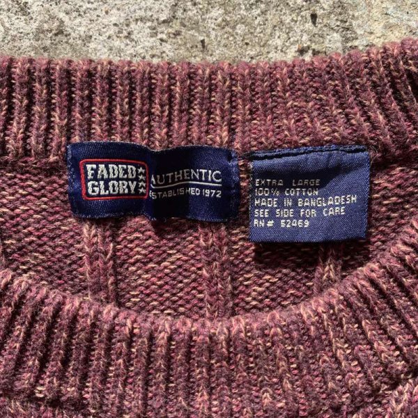 画像5: 【L】FADED GLORY コットンニット セーター 茶×紫ミックス■ビンテージ オールド レトロ アメリカ古着 90s-2000s (5)