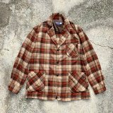 画像: 【M/L】70s USA製 PENDLETON ウール アンコンジャケット 茶系チェック■ビンテージ オールド レトロ アメリカ古着 ペンドルトン シャツ