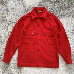 画像: 【XS】60s BSA ボーイスカウト ウールシャツジャケット レッド 赤 無地■ビンテージ オールド レトロ アメリカ古着 肉厚 CPO