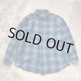 画像: 【M=XL縮み】USA製 PENDLETON 長袖ウールシャツ 青オンブレチェック■ビンテージ オールド レトロ アメリカ古着 ペンドルトン ラウンド