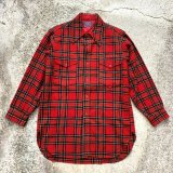 画像: 【16 1/2=L】70s USA製 PENDLETON 長袖ウールシャツ 赤チェックチ■ビンテージ オールド レトロ アメリカ古着 ペンドルトン ラウンド