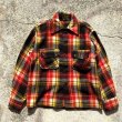 画像1: 【S/M】UNKNOWN ウールシャツ ジャケット 赤黒黄 チェック■ビンテージ オールド レトロ アメリカ古着 60s-70s  (1)