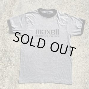 画像: 【L(M相当)】80s USA製 Anvil maxell リンガーTシャツ 杢グレー■ビンテージ オールド アメリカ古着 マクセル カセットテープ 企業