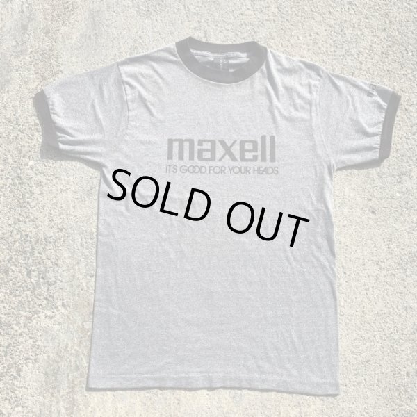 画像1: 【L(M相当)】80s USA製 Anvil maxell リンガーTシャツ 杢グレー■ビンテージ オールド アメリカ古着 マクセル カセットテープ 企業 (1)