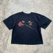 画像1: 【S】猫×薔薇 アニマルプリントTシャツ ブラック 黒■ビンテージ オールド レトロ アメリカ古着 シングルステッチ キャット (1)