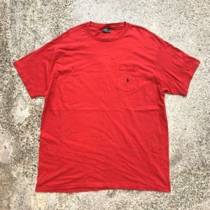画像: 【XL】USA製 Polo Ralph Lauren ポケットTシャツ 赤無地■ビンテージ古着 90s オールド ポロラルフローレン