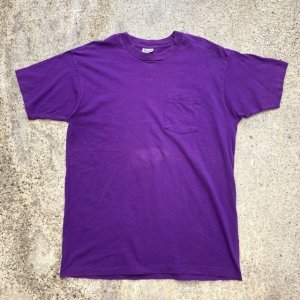 画像: 【XL/2XL】90s USA製 basics ポケットTシャツ パープル 紫 無地■ビンテージ オールド アメリカ古着 ビッグサイズ シングルステッチ