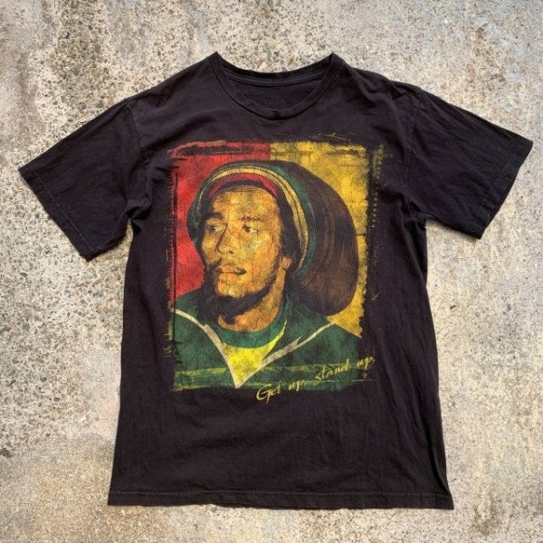 画像1: 【S】Bob Marley バンドTシャツ ブラック 黒■アメリカ古着 Get Up Stand Up レゲエ ボブマーリー ラスタファリ (1)