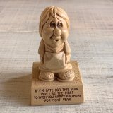 画像: 【高さ 12.2cm】70s USA製 PAULA メッセージドール If I'm Late■ビンテージ アンティーク レトロ 人形 オブジェ インテリア