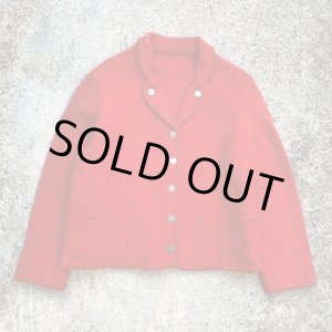 画像: 【S】UNKNOWN ボイルドウール カーディガン ジャケット レッド 赤■ビンテージ オールド レトロ ヨーロッパ古着 チロリアン ニット