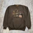 画像1: 【XL】USA製 Eddie Bauer フライフィッシング プリントスウェット 茶■ビンテージ オールド アメリカ古着 80s/90s トレーナー 釣り (1)