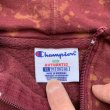 画像5: 【XL】Champion ブリーチ加工 ジップアップ スウェットパーカー えんじ■ビンテージ オールド アメリカ古着 チャンピオン トレーナー (5)