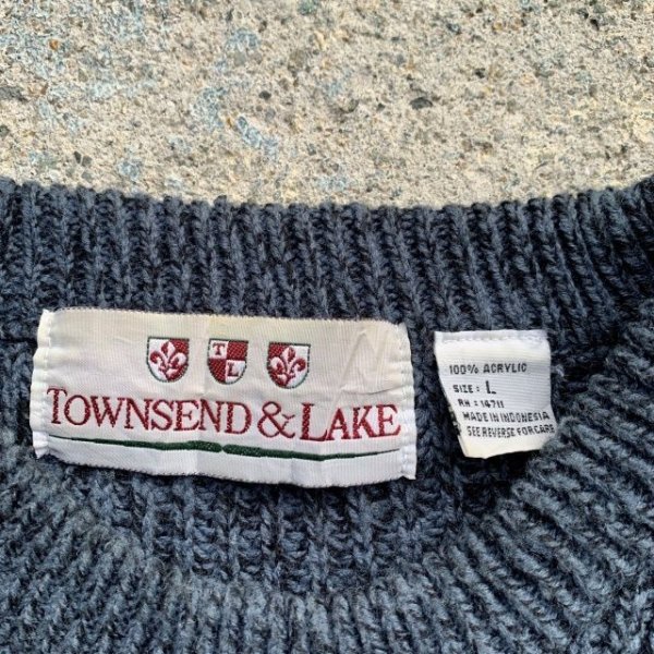 画像4: 【L】TOWNSEND&LAKE アクリルニット セーター 青系 メランジ■ビンテージ オールド レトロ アメリカ古着 無地 90s (4)